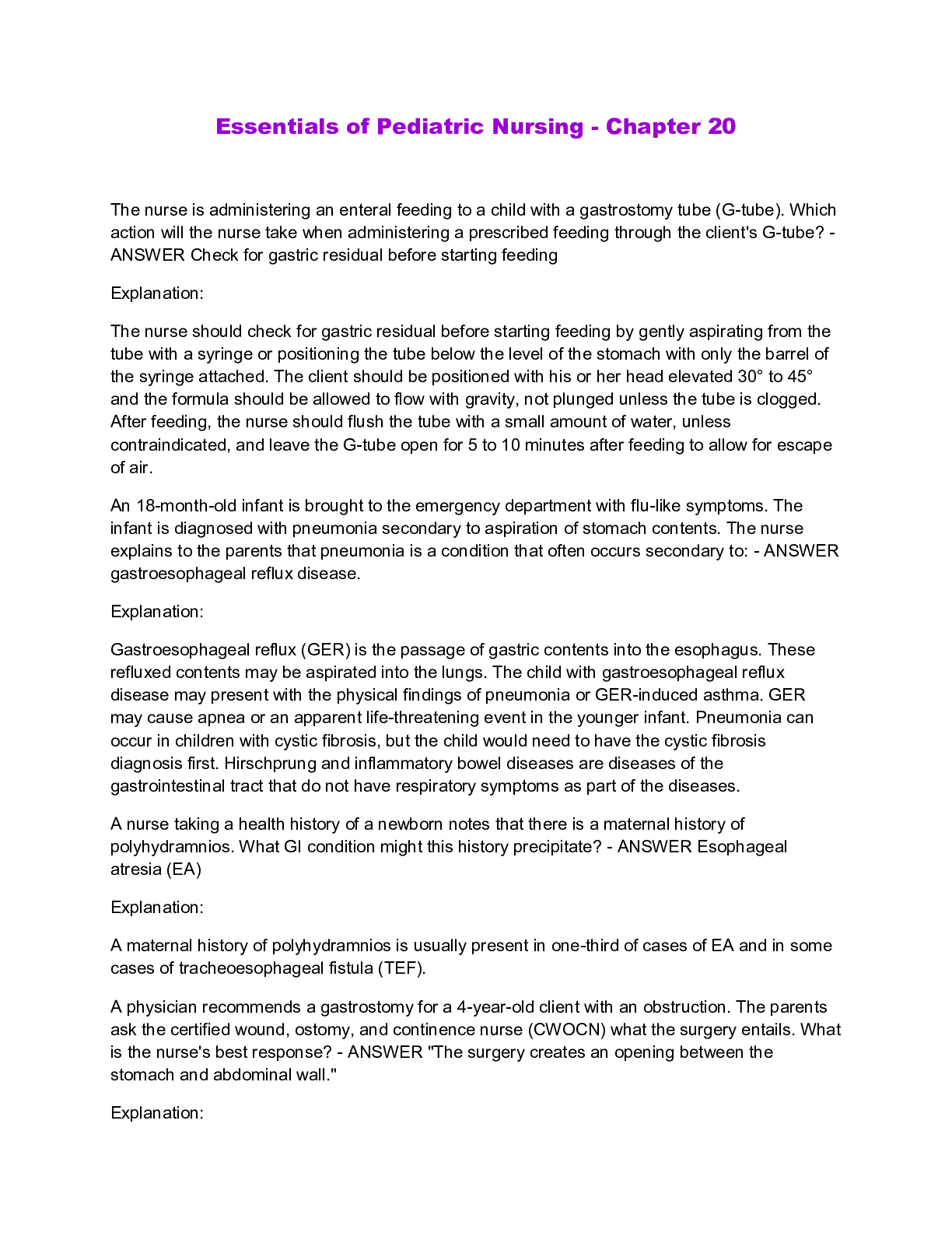 Preview image for Essentials of Pediatric Nursing - Chapter 20